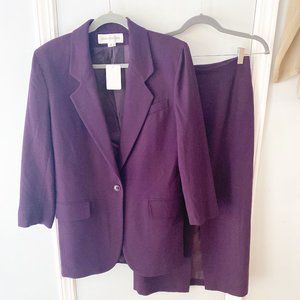 Jones New York Plum 100% Wool Suit